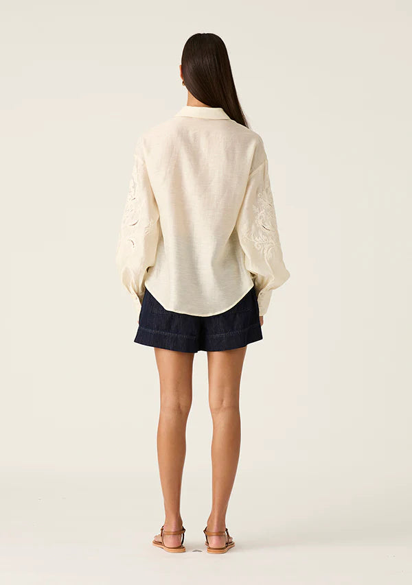 MOS THE LABEL - Marcela Embroidery Blouse - Pearl Embroidery