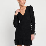 KIVARI - Scarlett Gathered  Mini Dress -  Black