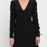 KIVARI - Scarlett Gathered  Mini Dress -  Black