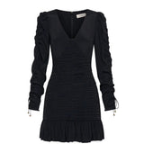 KIVARI - Scarlett Gathered  Mini Dress -  Black