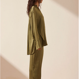 Shona Joy - Tuxedo Shirt - Green Olive