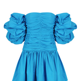 SHONA JOY - Josephine Ruched Frill Mini Dress - Aqua