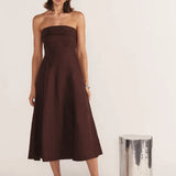 STAPLE THE LABEL - Ellison Strapless Dress - Espresso