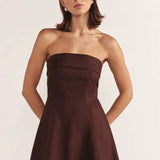 STAPLE THE LABEL - Ellison Strapless Dress - Espresso