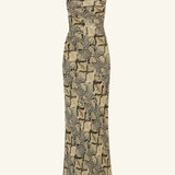 SHONA JOY - Hadiya Lace Back Bias Maxi Dress - Snake Print