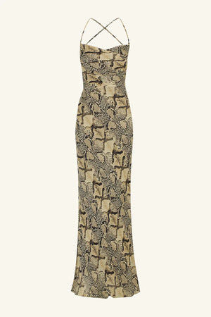 SHONA JOY - Hadiya Lace Back Bias Maxi Dress - Snake Print