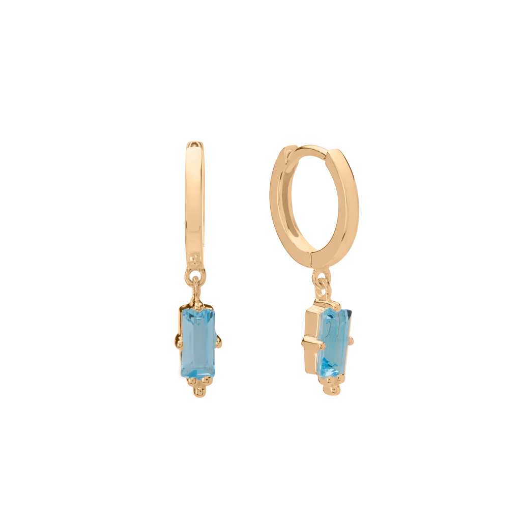 MURKANI - Baguette Drop Huggies - Blue Topaz