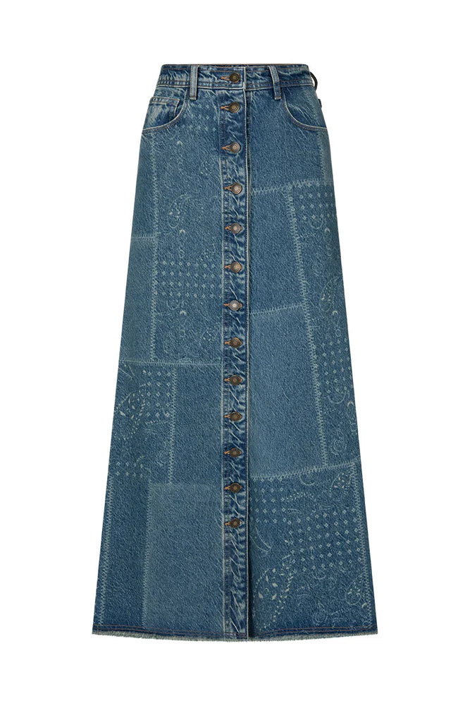 SPELL - Road Trip Denim Maxi Skirt - Bandana