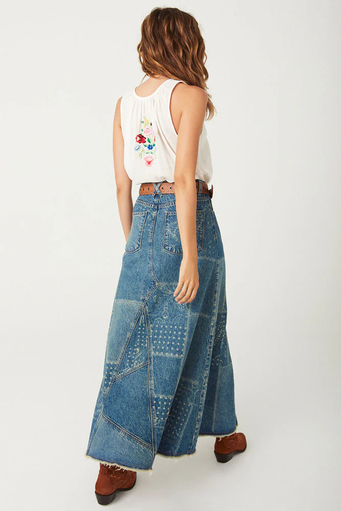 SPELL - Road Trip Denim Maxi Skirt - Bandana