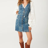 SPELL - Road Trip Denim Vest Dress - Bandana