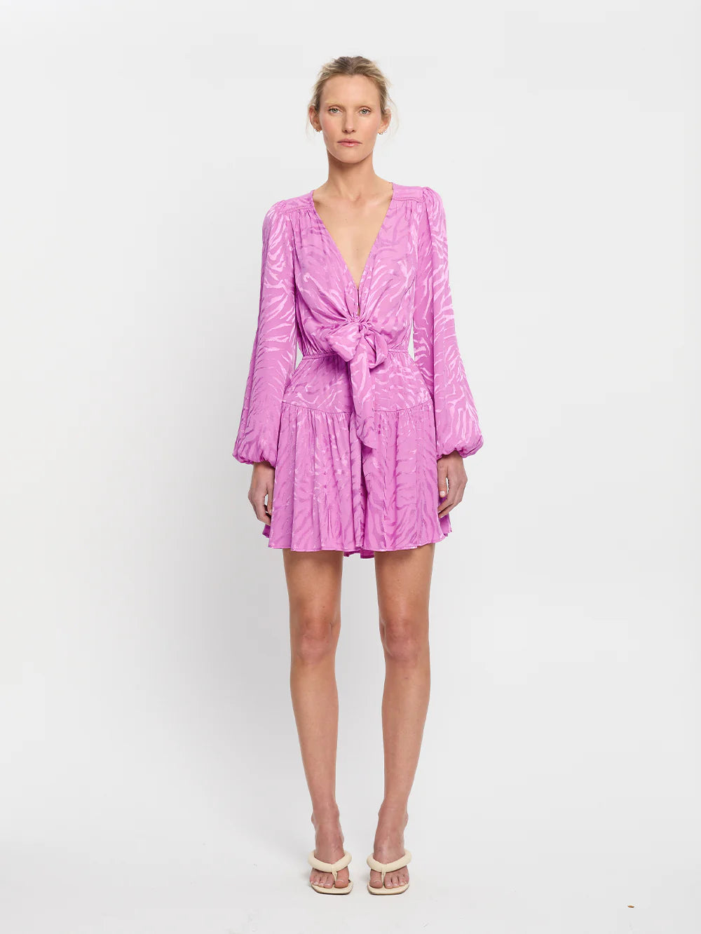 KIVARI - Stela Tie Front Mini Dress - Orchid