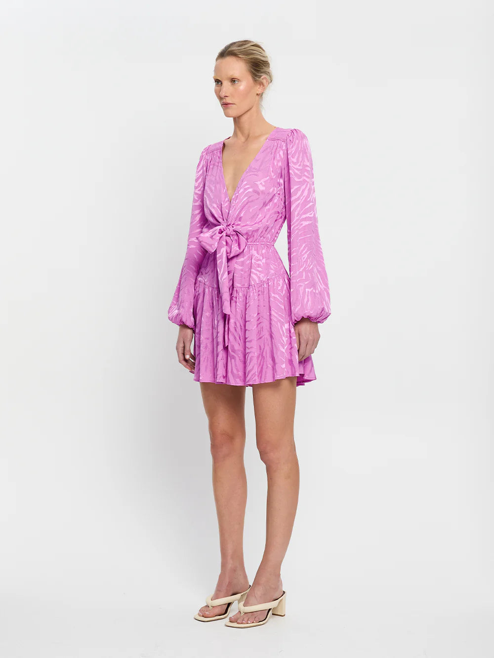 KIVARI - Stela Tie Front Mini Dress - Orchid