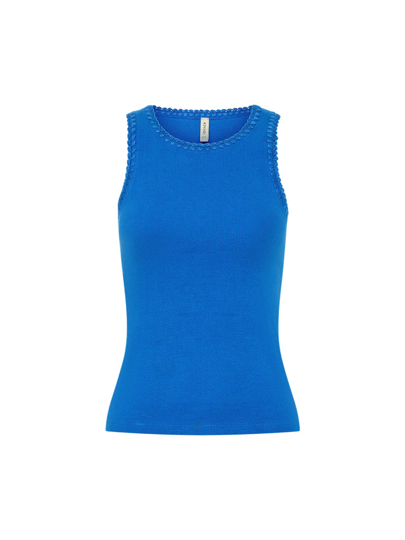 KIVARI - Tallulah Crochet Edge Tank - Cobalt