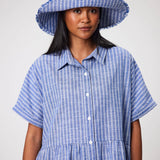 MARLOW - Linen Bucket Hat - Denim Stripe