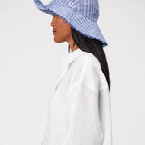 MARLOW - Linen Bucket Hat - Denim Stripe