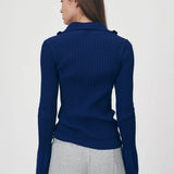 ROWIE - Travis Zip Knit Top - Cobalt