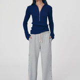 ROWIE - Travis Zip Knit Top - Cobalt