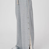 ROWIE - Vena Terry Snap Pants - Grey Marle