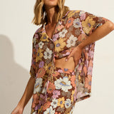 AUGUSTE - Joe Shirt - Chocolate Brown  Austin Floral