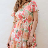 MINK PINK - Aida Flutter Sleeve Dress - Apricot Floral