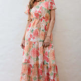 MINK PINK - Aida Flutter Sleeve Dress - Apricot Floral