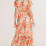 MINK PINK - Aida Flutter Sleeve Dress - Apricot Floral