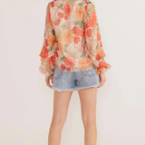 MINK PINK - Aida Long Sleeve Blouse - Apricot Floral