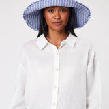 MARLOW - Linen Bucket Hat - Denim Stripe