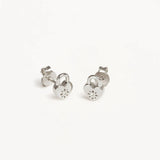 BY CHARLOTTE - Crystal Lotus Heart Padlock Earrings | Silver