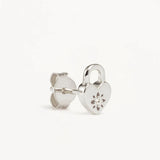 BY CHARLOTTE - Crystal Lotus Heart Padlock Earrings | Silver