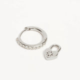 BY CHARLOTTE - Love Unlocked Padlock Hoops | Silver