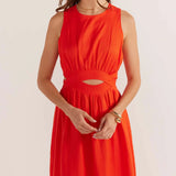 MINK PINK - Nerida Cut Out Midi Dress - Coral