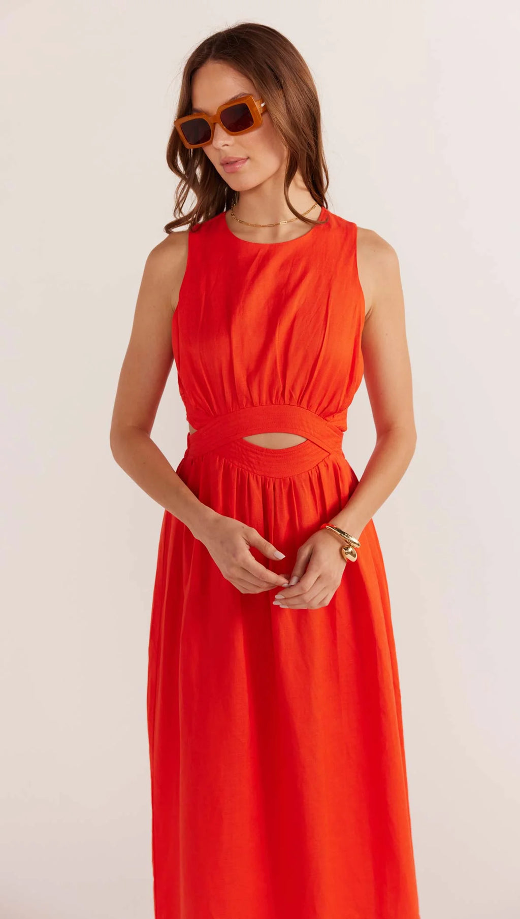 MINK PINK - Nerida Cut Out Midi Dress - Coral