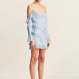 SHONA JOY - Layla Long Sleeve Ruffle Mini Dress - Sky