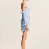 SHONA JOY - Layla Long Sleeve Ruffle Mini Dress - Sky