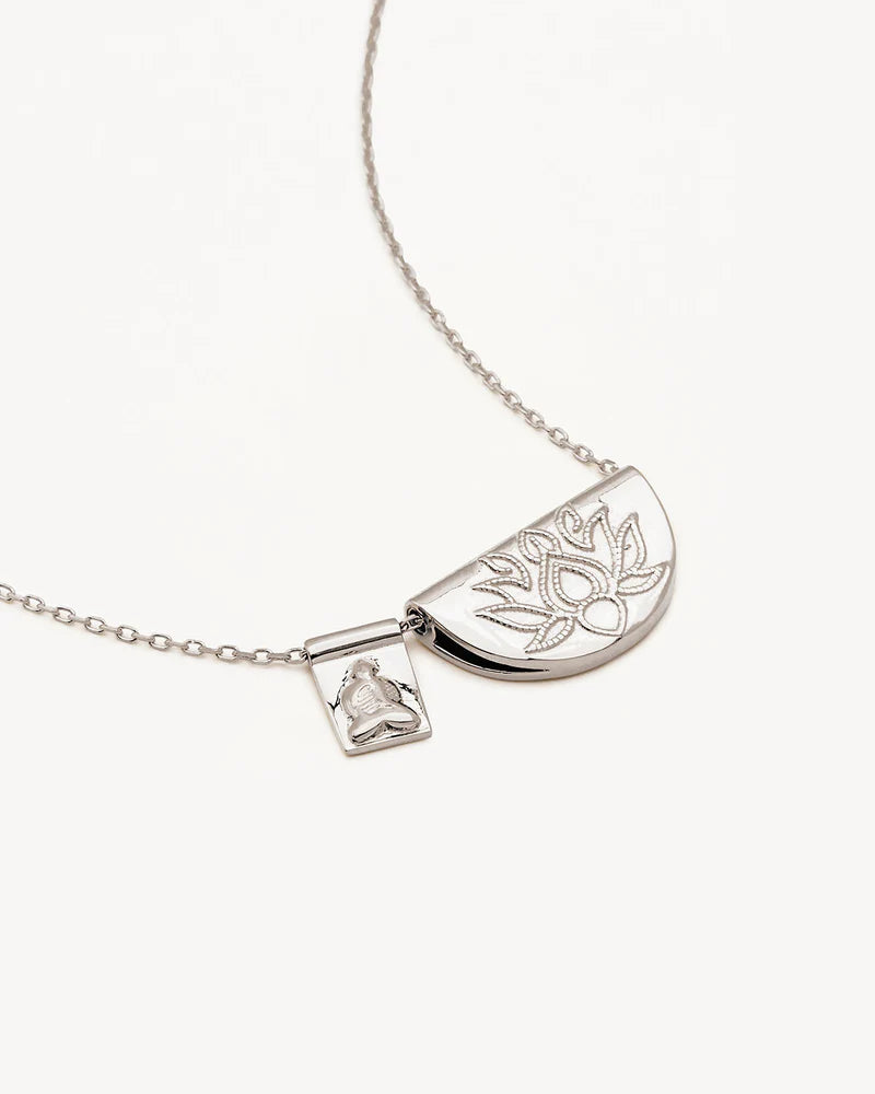 BY CHARLOTTE - Silver Lotus & Little Buddha Necklace