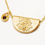 BY CHARLOTTE - Lotus Birthstone Necklace - January / Garnet