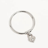 BY CHARLOTTE - Crystal Lotus Heart Padlock Ring | Silver