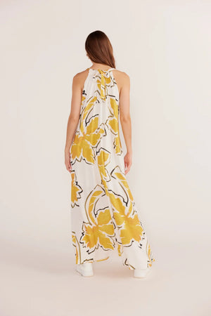 MINK PINK - Zuri Halter Neck Maxi Dress - White Palm